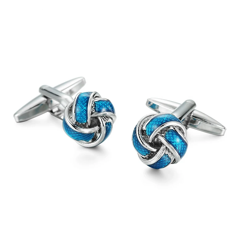 Men\'s French shirt cufflinks copper material round blue woven knot cufflinks fashionable clothing accessories wholesale