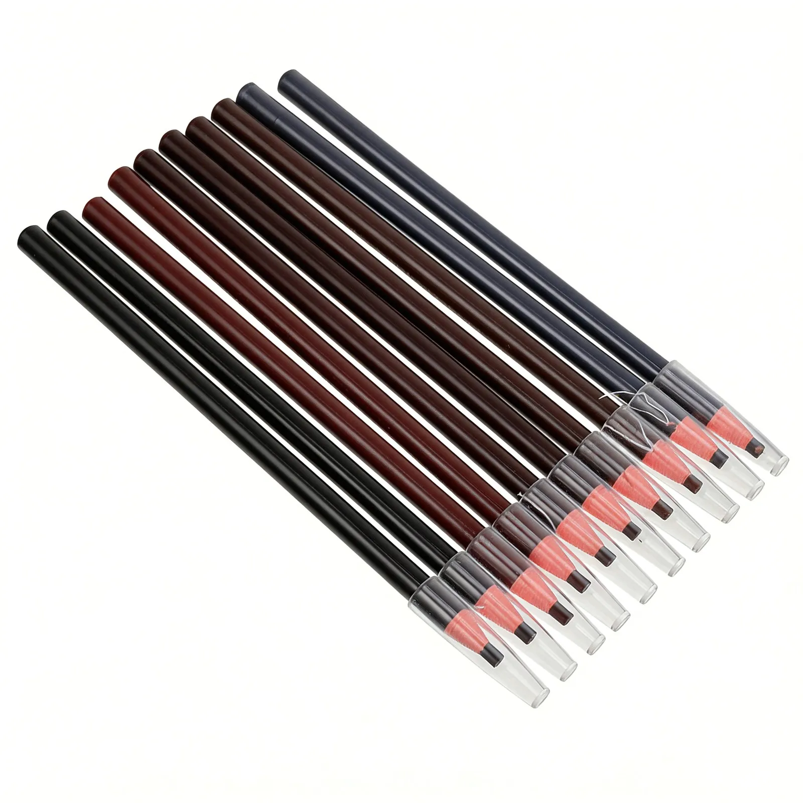 10Pcs Waterproof Eyebrow Pencils Pull Line Design Easy Glide Brow Makeup Tools Lightweight Travel Friendly Eyebrow Drawing