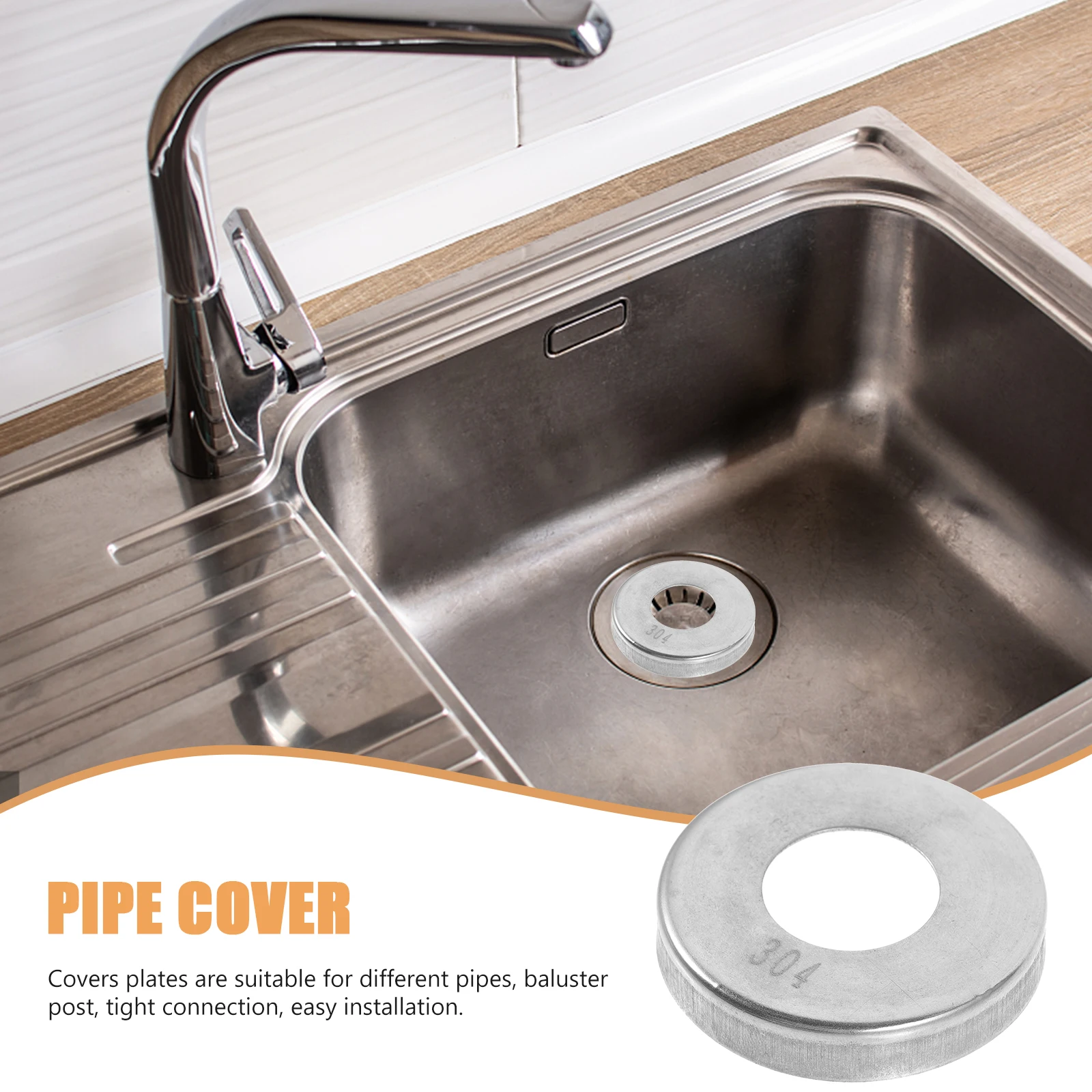 

6pcs Stainless Steel Railing Post Flange Caps For Pipe Holes Decorative Plumbing Escutcheon Plates Bathroom Wall Fence Baluster