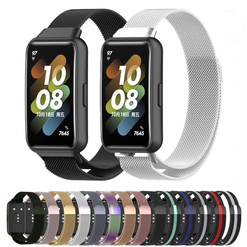 Metal Milanese Loop Strap For Huawei Band 7 Smart Watch Magnetic Premium Bracelet Wristband For Huawei Band 7 Correa Accessories