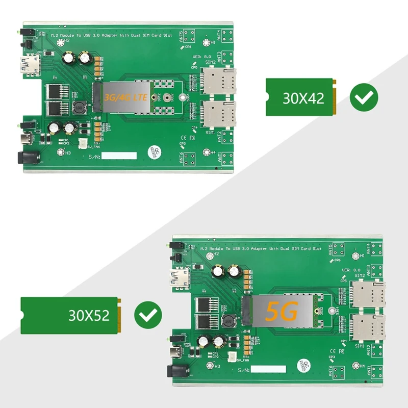 Imagem -05 - Ngff M.2 4g 5g Módulo para Usb 3.0 Adaptador com Ventilador Mais Frio Slot para Cartão Sim Duplo e Alimentação Auxiliar