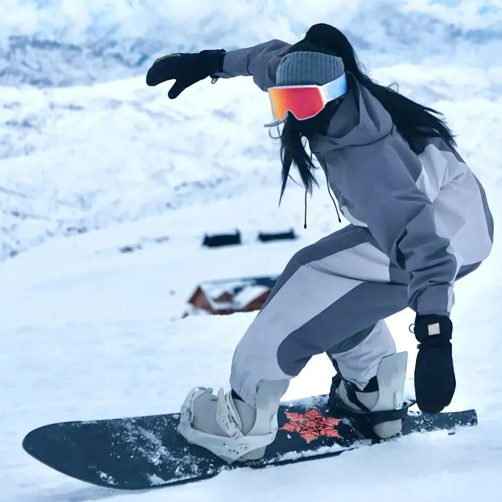 Snowboard Stomp Pad Non-Slip Pentagram Studs Grip Traction Pads for Snowboard Traction Pads Ski Binding