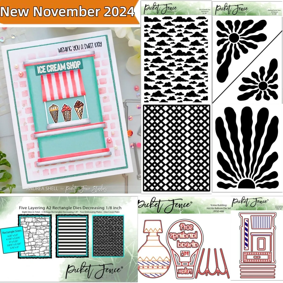 2024 Luchtballon Sterven Set Metalen Stansmessen Hittegolf Zon Stencil DIY Plakboek Maken Kaart Album Craft Template Supplies