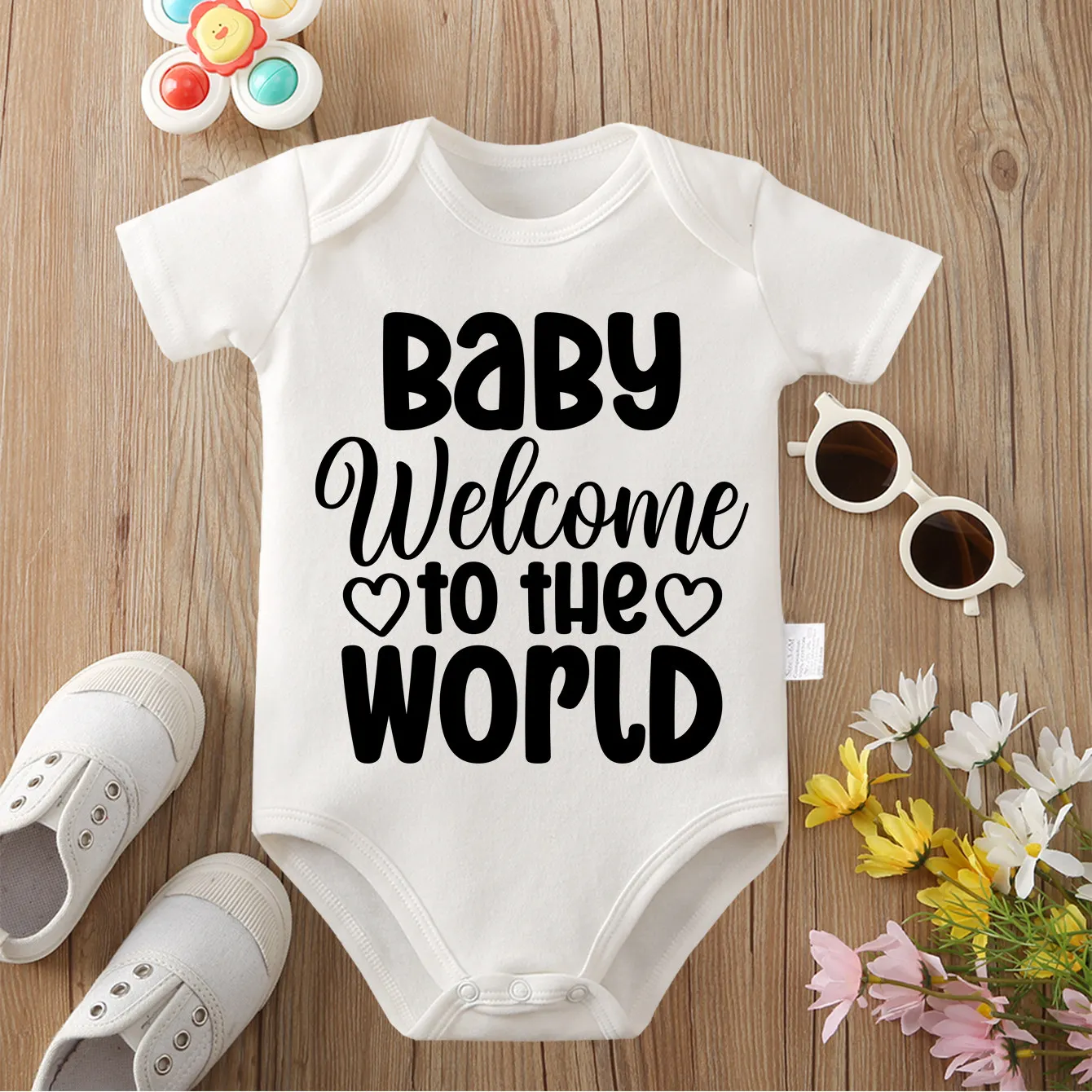 

100% Cotton Onesie Baby Welcome To The World Print Comfortable Cloths Bodysuit for Baby Jumpsuit for 0 To 12 Months Newborn
