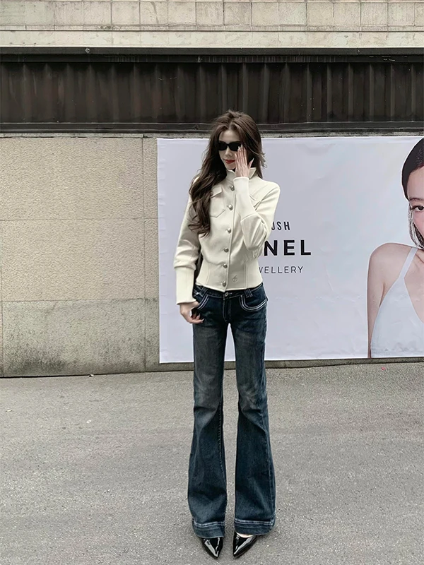 

Low Waist Slim Fit Bell Bot Jeans Women's Spring 2026 New Sle American Retro Micro Flared Denim Pants Hoof Long Tr...