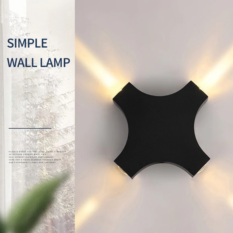 

Modern Simple 12W Cross Star Light Outdoor Waterproof Wall Lamps LED Decor Front Door Wall Lights Garden Porch Wall Sconce IP65