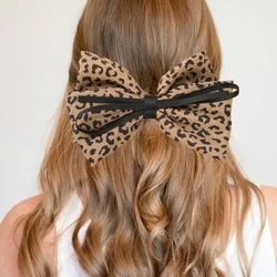 AWAYTR New Fashion Leopard Bow Hair Clip Big Bow Hairpin Spring Clip Barrettes Women Girls Hair Accessories Headwear