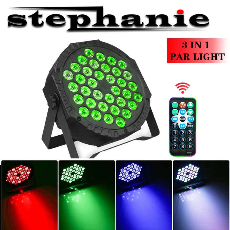 Stephanie 36 LED Stage Flat Par Lighting Effect RGBW 3IN1 DMX 512 DJ Disco Party Holiday Christmas Bar Club Wedding Show Lights