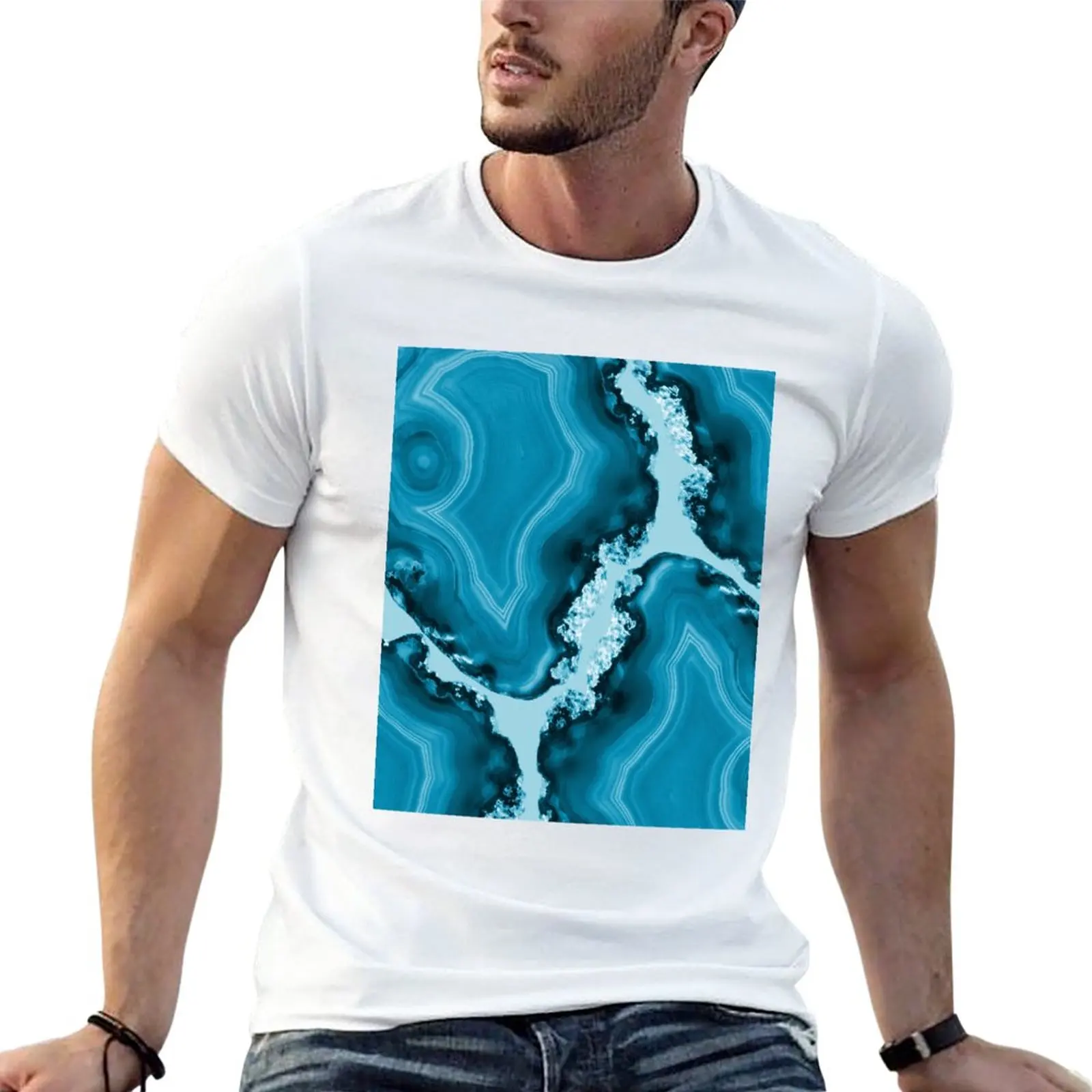 Blue Agate Pattern #1 #gem #decor #art T-Shirt vintage sweat shirt kawaii clothes oversized t shirts for men