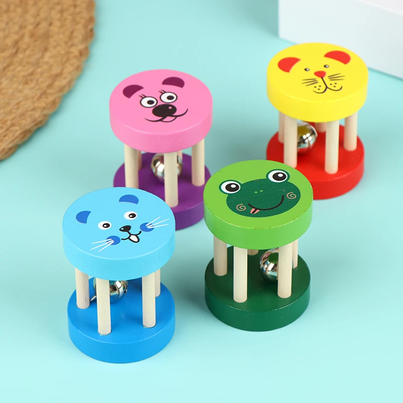 子供向け漫画木製カスタネット、五つ打ちラトルベル、ベビークラッパーハンドル楽器玩具、子供向け教育玩具