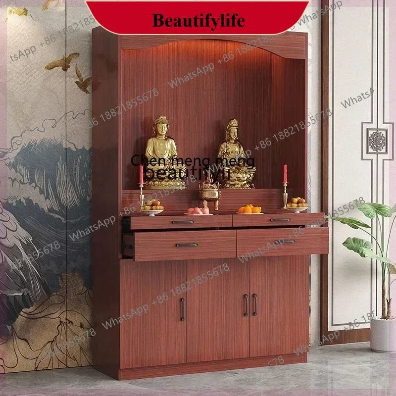 

z183 Household incense table cabinet Guanyin with door altar God of wealth Buddha cabinet worship altar