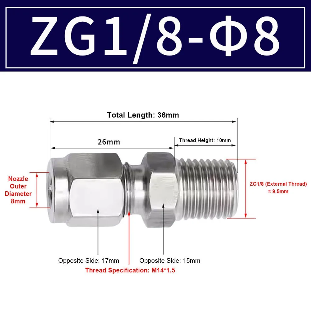 

1Pcs 1/8" 1/4" 3/8" 1/2" Male Thread to 3-16mm OD Quick Fitting 304 SS Stainless Steel Tube Connector Double Ferrule