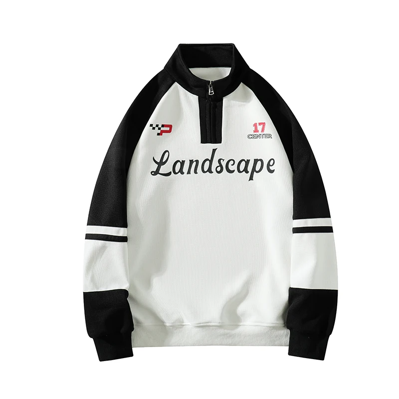 Sweat-shirt à col montant pour hommes, Streetwear, Turnblocking, Imprimé, Décontracté, Sports, Vent, Vêtements unisexes, At, Nouveau, 2024