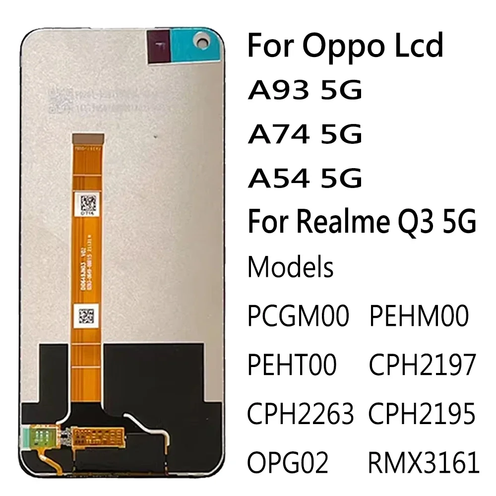 IPS For Oppo A93 A74 A54 5G PCGM00 CPH2197 LCD Display Touch Screen Panel Digitizer Assembly Replacement For Realme Q3 5G LCD