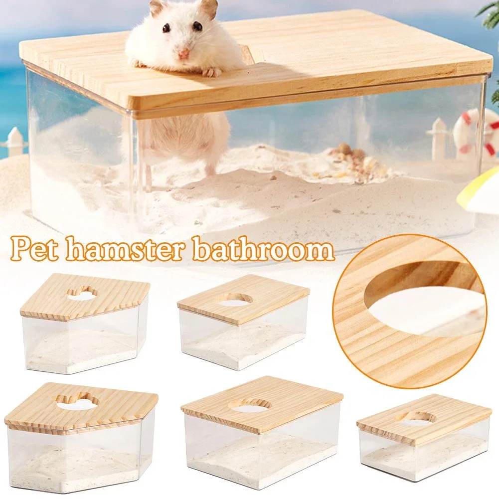 Hamster Bathroom House Sandbox Full Transparent Urine Sand Basin Golden Bear S/L Hamster Bath Toilet Bathroom Container