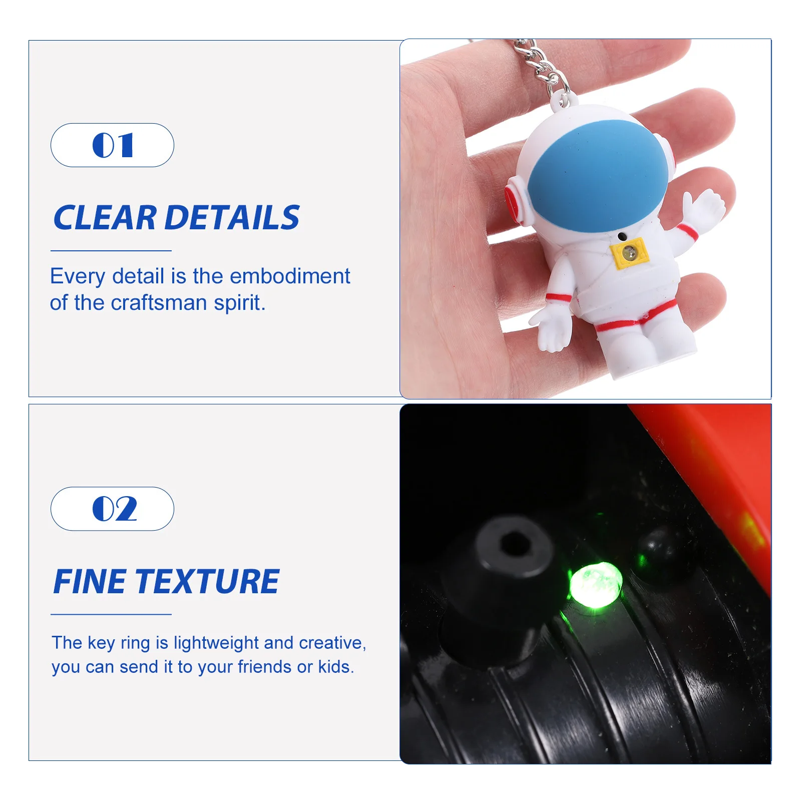 

6Pcs Animal Flashlight Keychain Unique Design Easy Hang Pediatric Nurse Accessories Badge Lights Key Ring Light