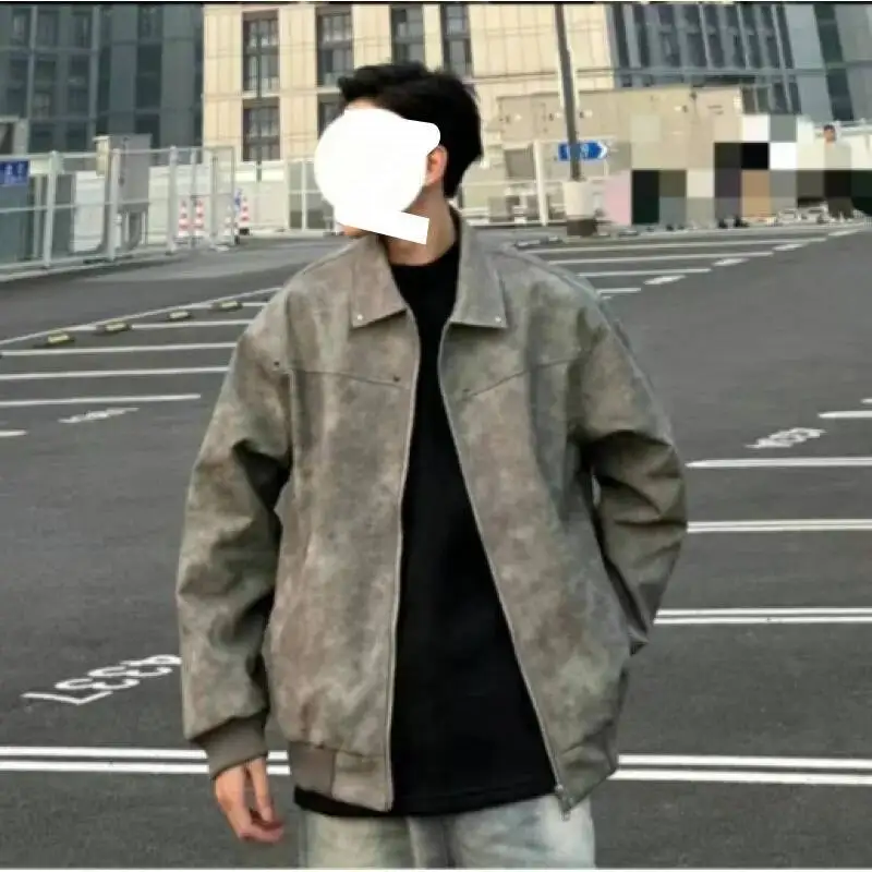 

Man Jacket 2026 Spring New Men's Retro Jacket Edgy Biker Trendy Motorcycle Jacket Coat Cardigan Bomber Coat Outerwear