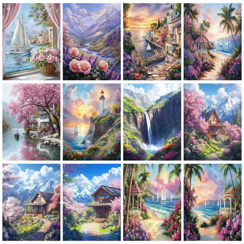 

PhotoCustom Painting By Numbers Landscape Coloring By Numbers For Adult On Canvas Painting Unique Gift