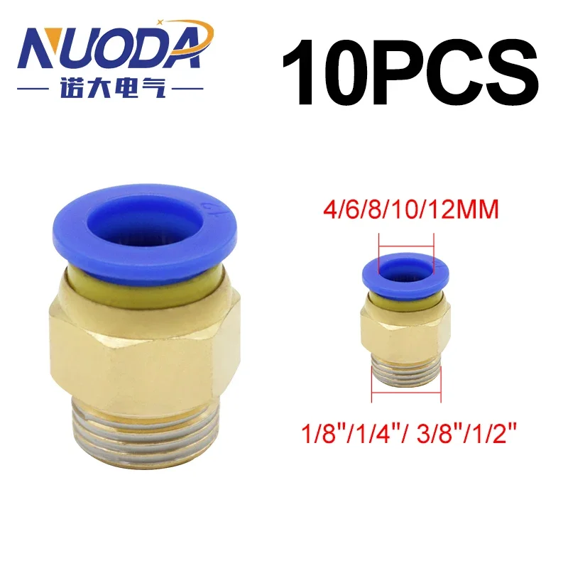 10 SZTUK Pneumatyczne złącze pneumatyczne PC 4mm 6mm 8mm 10mm 12mm Gwint 1/4" 1/8" 3/8 1/2 M5 Złączki węża Szybkozłączki rurowe