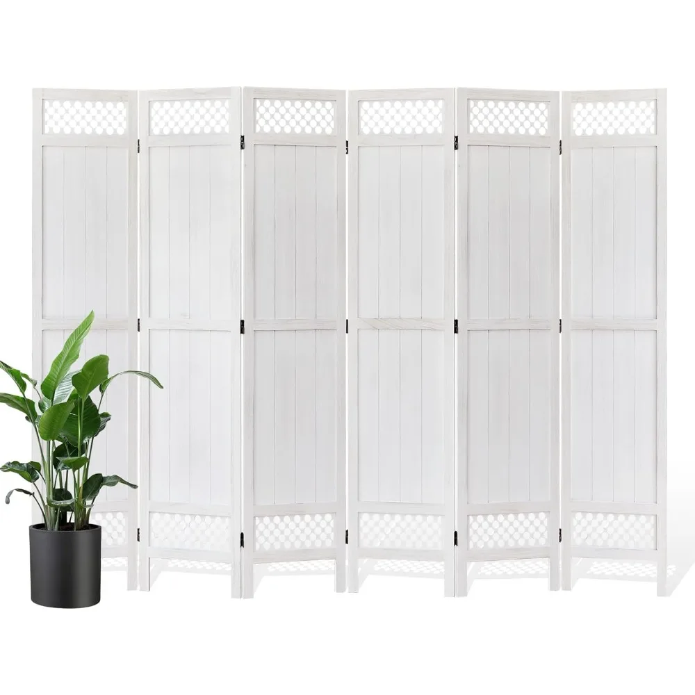 67 Inch Tall Natural Wood Folding Partition Room Dividers, No-Assembly Required, Enhance Privacy