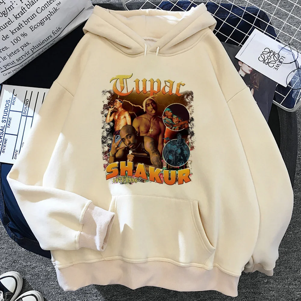 Hoodies Tupac para mulheres, top de manga comprida, Loose  camisa com capuz Harajuku, pulls femininos, moletons kawaii, inverno