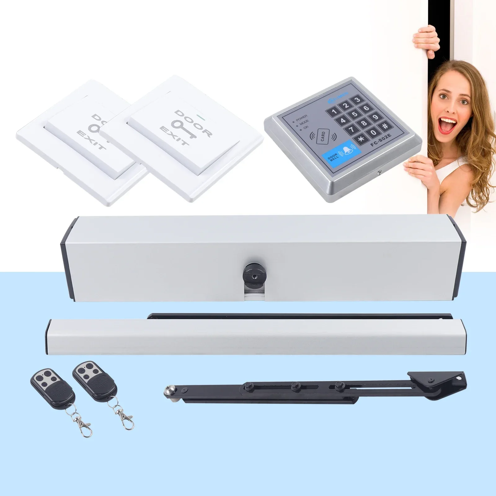 50 W 120° Automatic Door Operator Door Opener Swing Door Closer Swing Door Opener with Locking Function Remote Control