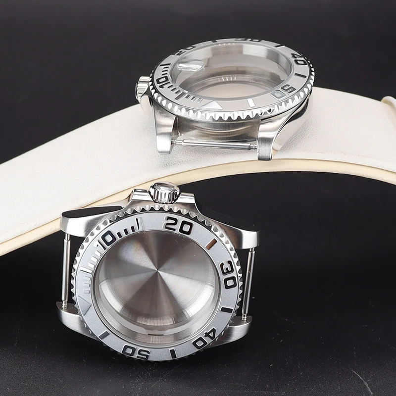 40mm Silver Watch Case Ceramic Bezel Sapphire Glass For Seiko NH35 NH36 NH38 NH34 4R36 Miyota8215 ETA2824 Movement Yacht-Master