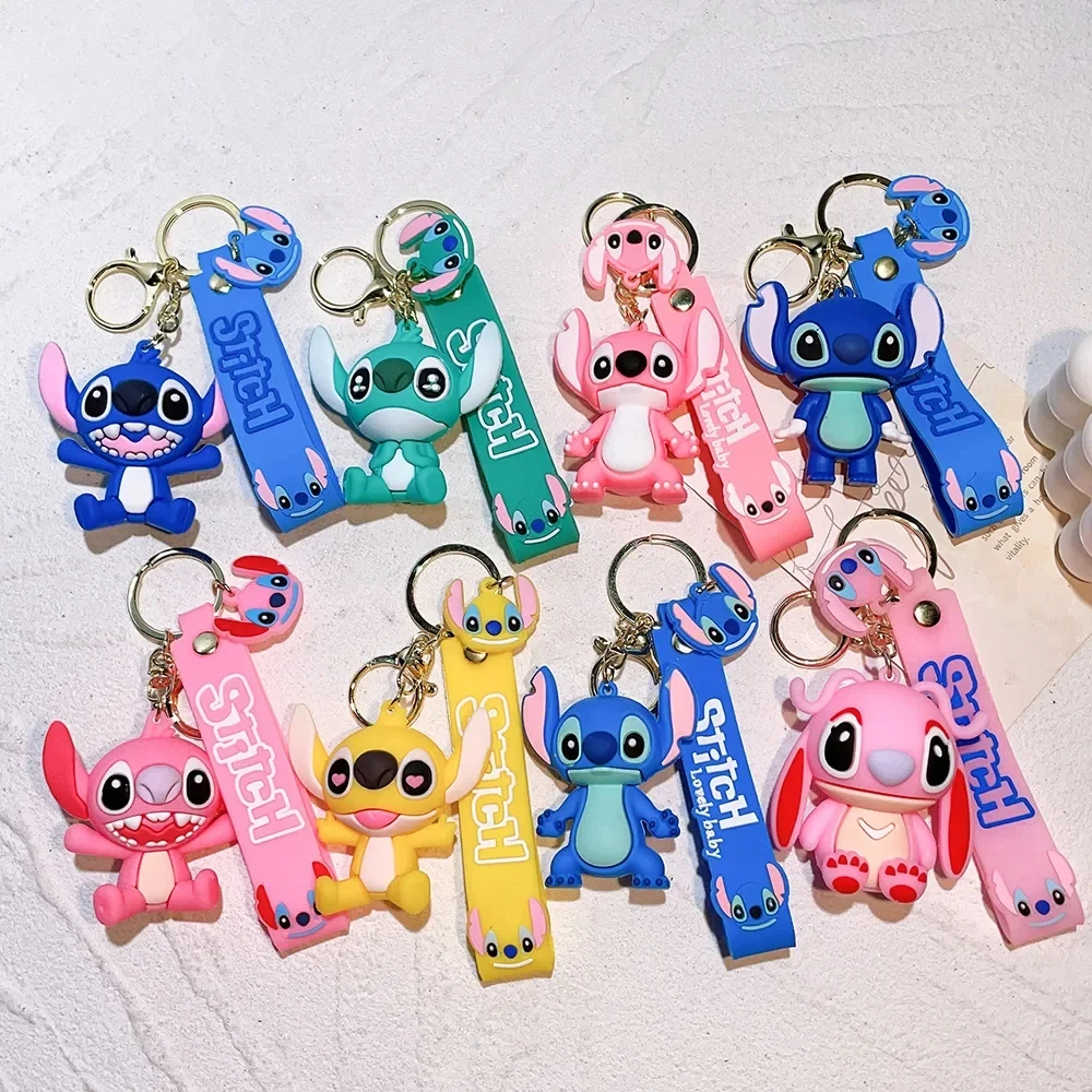 Stitch Series Anime Peripheral Keychain Car Keychain Creative Pvc Backpack Cartoon Pendant Accessories Cute Doll Holiday Gift