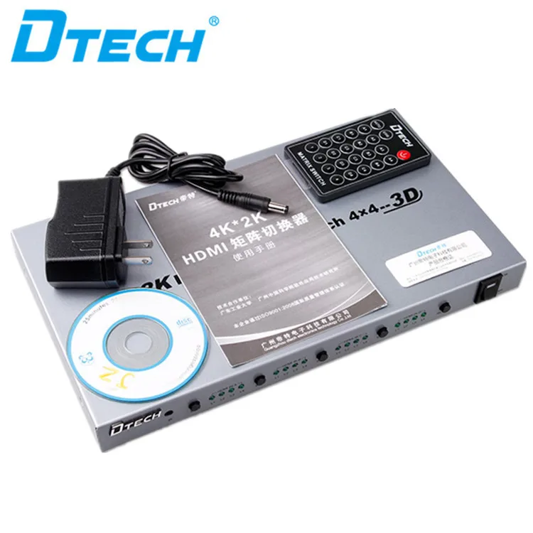 Dtech 고품질 3D 4Kx2K HDMI 매트릭스 스위처 4입력 4출력 HDMI 매트릭스 스위치 4x4