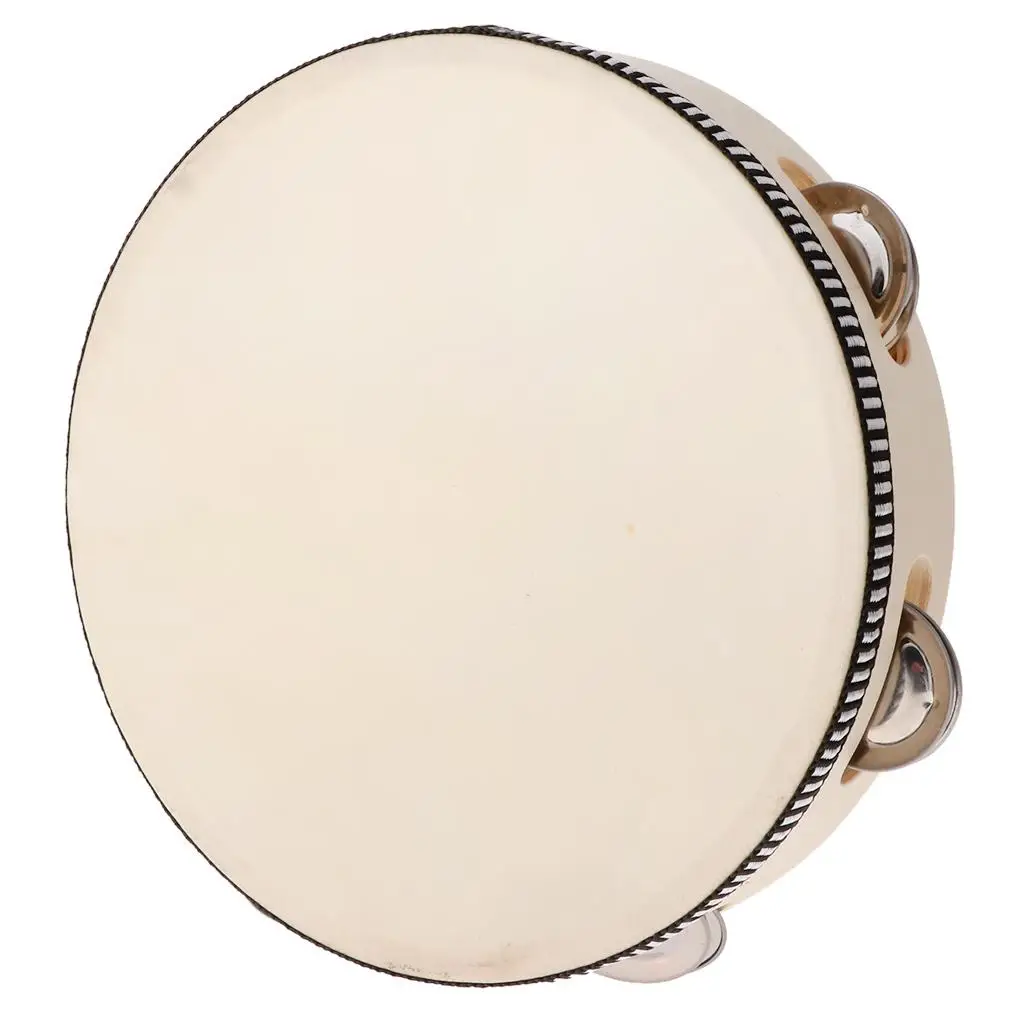 8 Inch Wooden Musical Tambourine Percussion Instrument Hand Drum