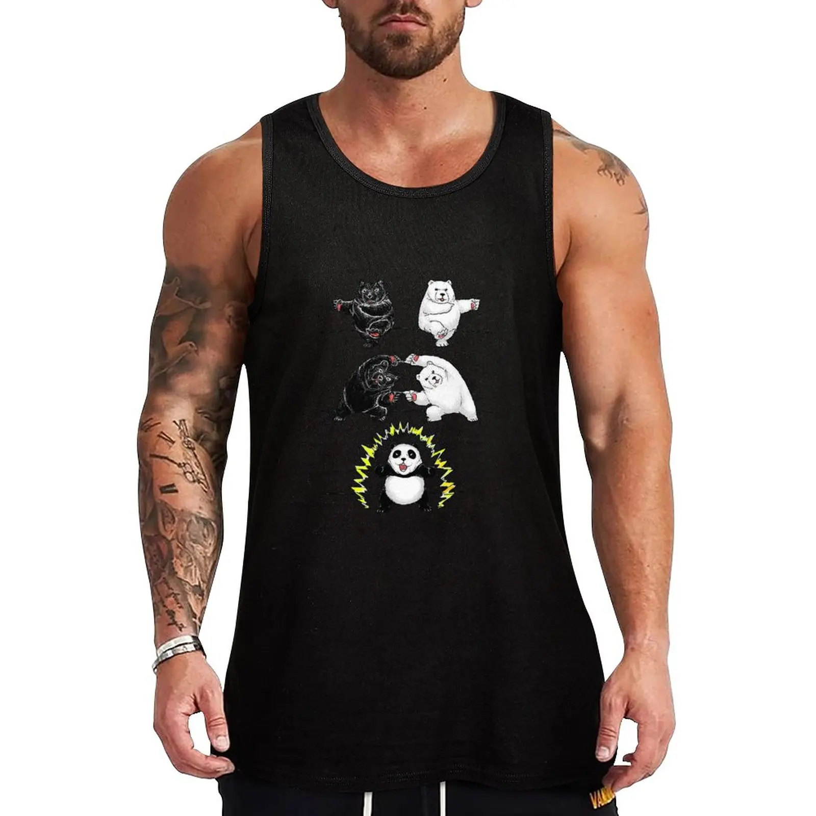 

New Panda Fusion Tank Top summer Men sleeveless tee men gym