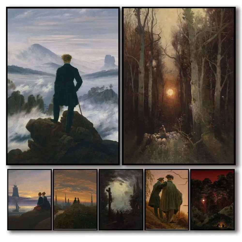 Caspar d-david Friedrich cartel lienzo pintura arte moderno hogar sala de estar dormitorio Caf É Bar decoración de pared de habitación