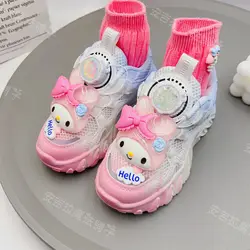 Kuromi Pochacco melody Children's 2024 Autumn New Cinnamoroll Cartoon Fashion Sports Running children shoes luminous sneakers