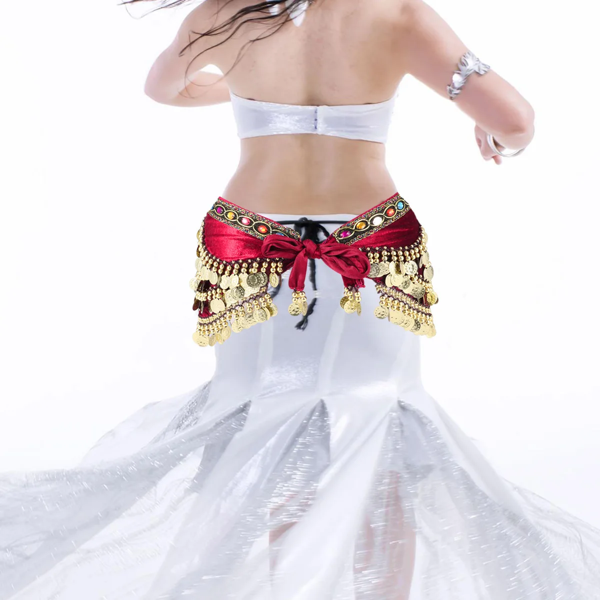 Buikdans Hippe Sjaal Wrap Donkere Munten Vrouwen Rok Duurzaam Comfortabel Prestaties Praktijk Mode Accessoire