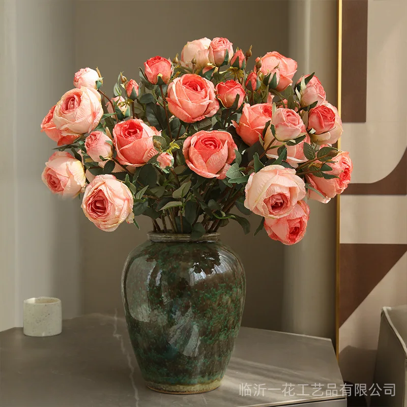 

Artificial Flowers Vintange Rose Modern Nordic Home Decor Creative Bouquet Fake Floral Arrangement for Living Room Wedding Party