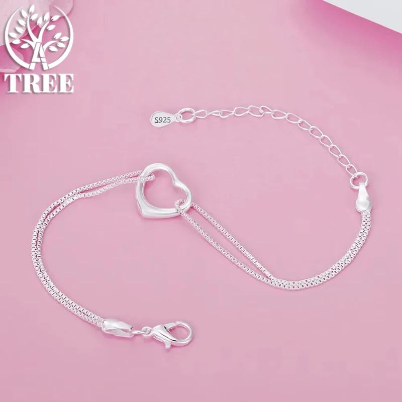 

ALITREE 925 Sterling Silver Romantic Heart Bracelets for Women Party Wedding Accessories Fashion Charm Fine Jewelry Gifts