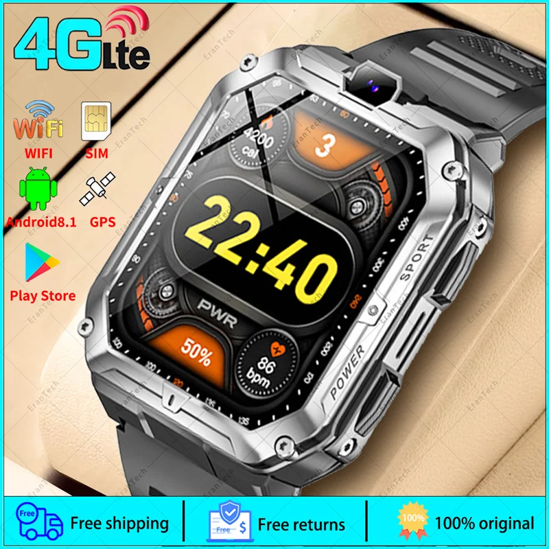 4G LTE Smartwatch Dual Cameras 1.96-inch GPS Wifi 16G ROM Google Play Android os Watch for Men Women Fitness Smart Watch for Men