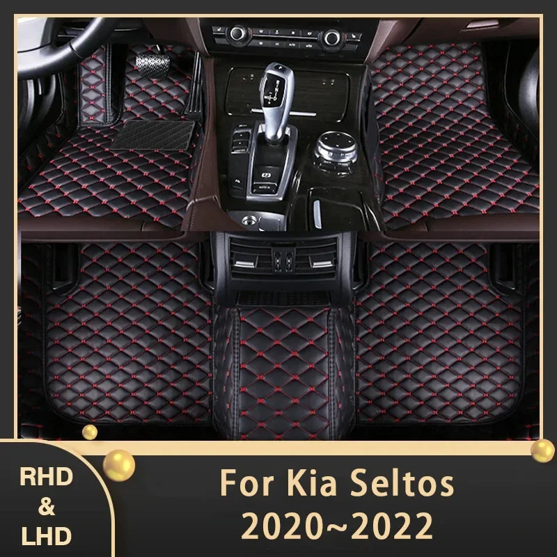

Car Floor Mats For Kia Seltos 2020 2021 2022 Auto Custom Auto Foot Pads Leather Carpet Interior Accessories 0601