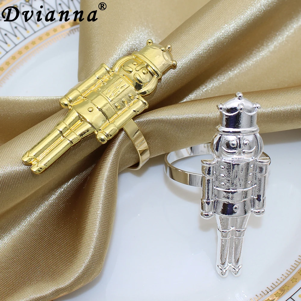 

Dvianna 6Pcs Christmas Nutcracker Napkin Rings Gold Napkin Holder for Christmas Decorations 2023 Déco De Noël Nouveauté HWM221