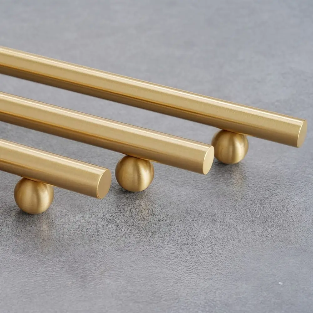 Modern Sleek Brass Cabinet Pulls Durable Minimalist Solid Brass Handles Luxury Smooth Gold Drawer Knobs Cabinetry,Furniture