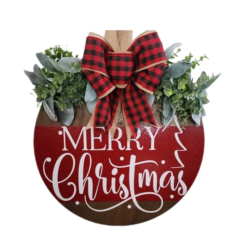 1 PCS Christmas Welcome Sign Wooden 30X30x0.5Cm For Front Door, Hanging Wooden Welcome Sign Christma Decorations Winter