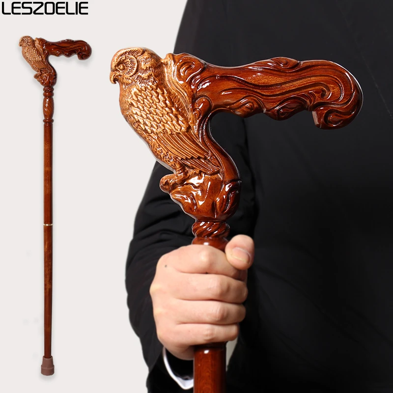 95 ซม.Lucky Owl Handle เยอรมัน Beech ไม้สําหรับชายสีน้ําตาลสีแดงแฟชั่น Canes ผู้หญิงไม้ Sticks