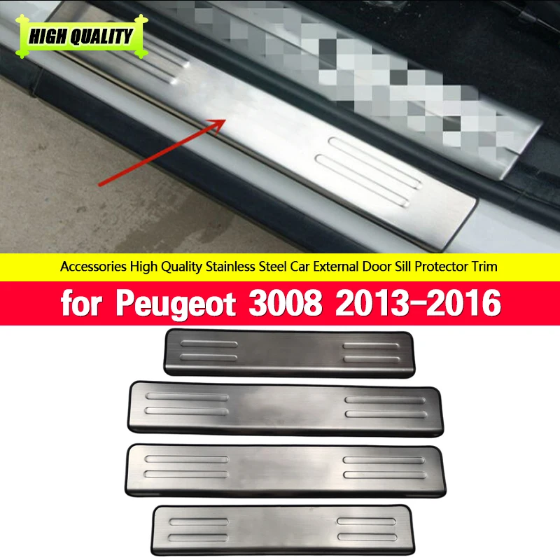 

For Peugeot 3008 Door Sill Scuff Plate Guard Threshold Pedal Styling Car Accessories 2013 2014 2015 2016 Welcome Pedals