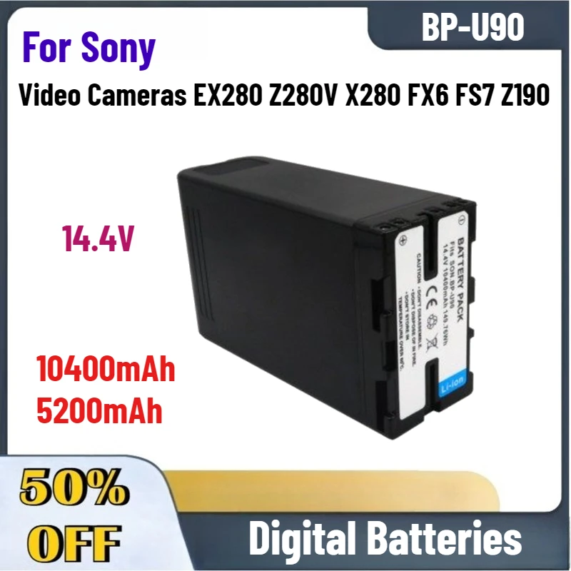 

High-Performance 14.4V 10400mAh 5200mAh BP-U90 BP-U60 Rechargeable Battery for Sony Video Cameras EX280 Z280V X280 FX6 FS7 Z190