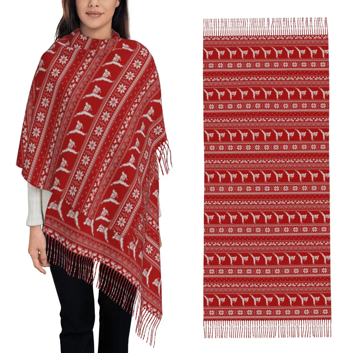 Karate Ugly Christmas Sweater Scarf Tassel Scarves for Women Soft Warm Shawls and Wraps Large Fall Winter Shawl Wrap