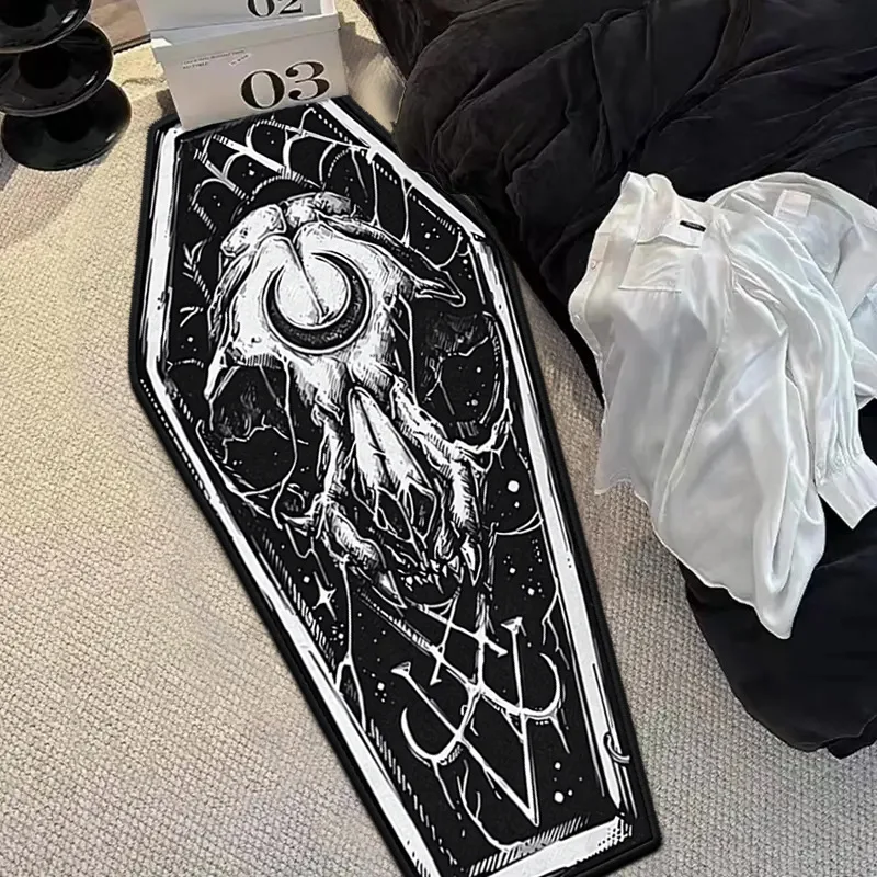 VIKAMA Gothic Dark Style Carpet Halloween Vampire Coffin Floor Mat Living Room Bedroom Home Decoration Carpet