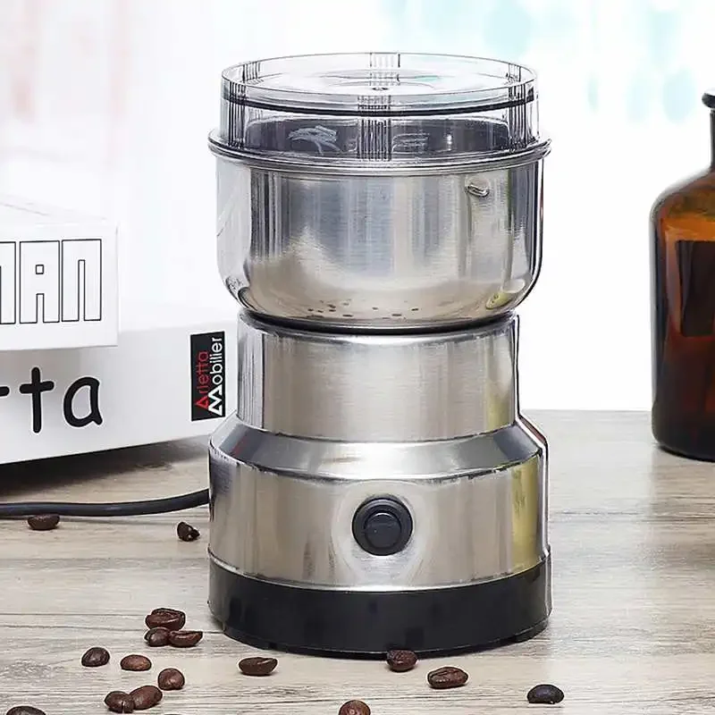 Electric Coffee Grinder for Home Kitchen - Multifunctional 220V EU Plug Machine for Cereal, Nuts, Beans, Spices, Grains