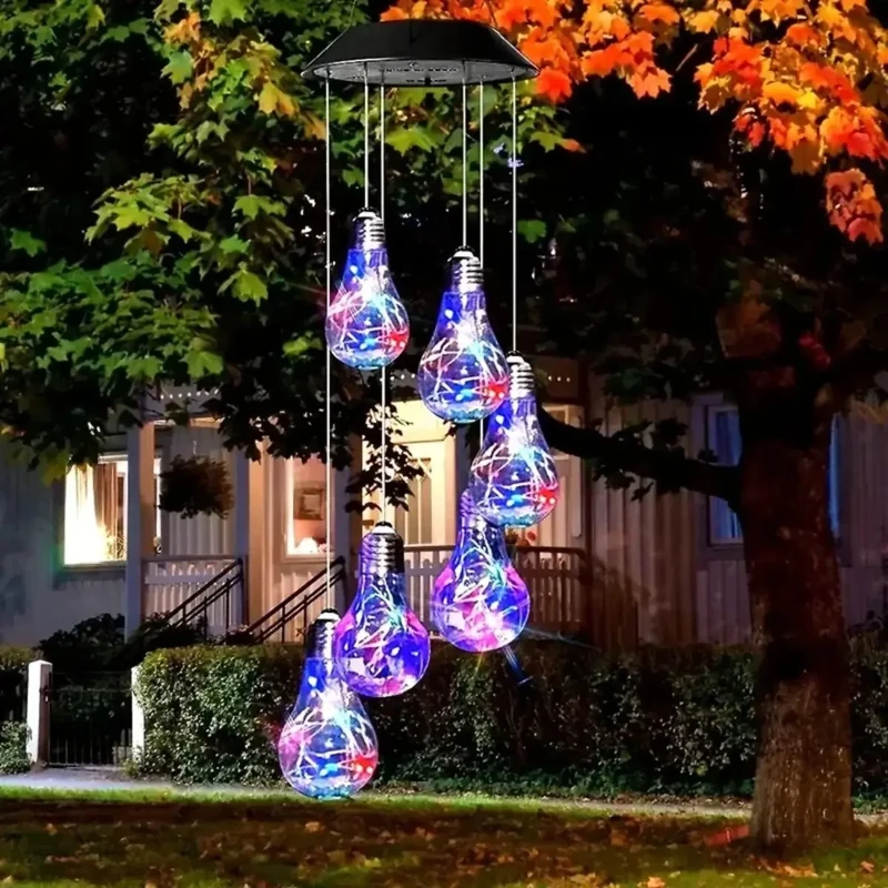 

1 упаковка, разноцветные фонари, солнечные лампы, подвесные колокольчики, 6 светодиодных подвесок, солнечные колокольчики, лампы для дома, сада, уличные украшения