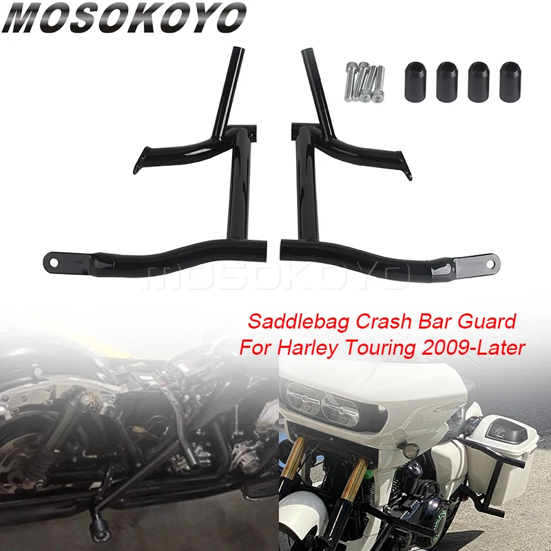 

Motorcycle Rear Saddlebag Guards Crash Bar Rails Bracket For Harley Touring Electra Street Glide Road King FLHT FLHX FLTRX 09-up