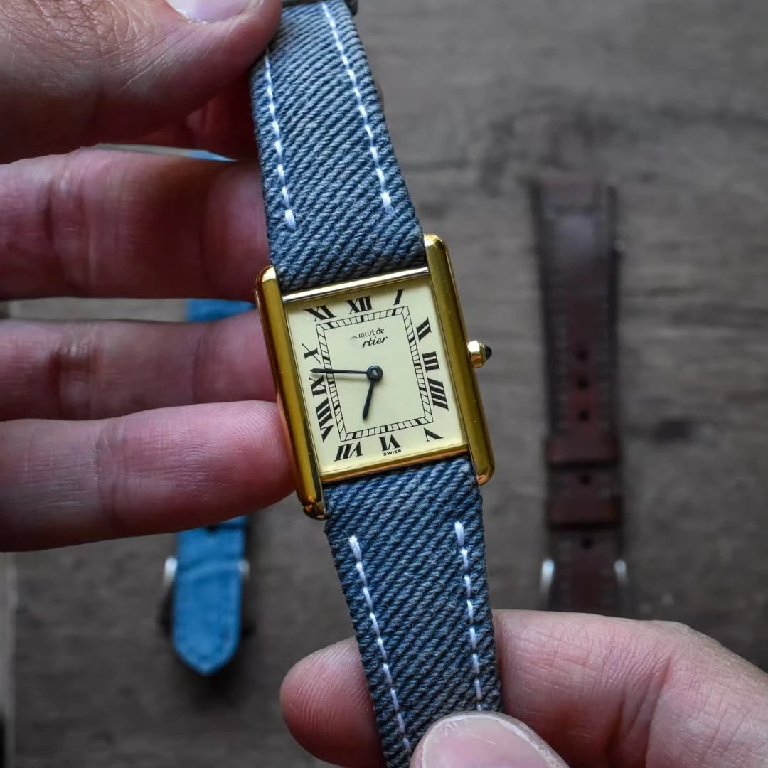 

18mm 20mm 22mm Waterproof Denim Watch Strap Fit For Cartier Tank Patek Philippe Calatrava Fine Quality Watch Bandm